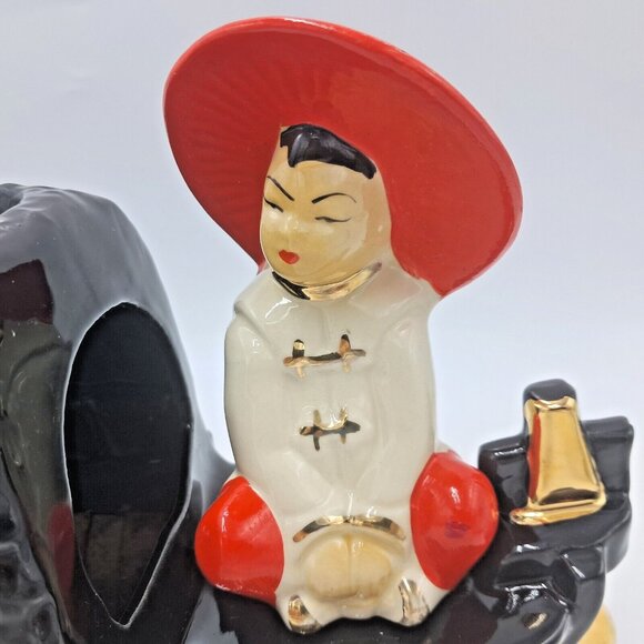 Fuhry and Sons Ceramic Oriental Asian Boat TV Lamp Works Well 1950s Vintage - Picture 13 of 16